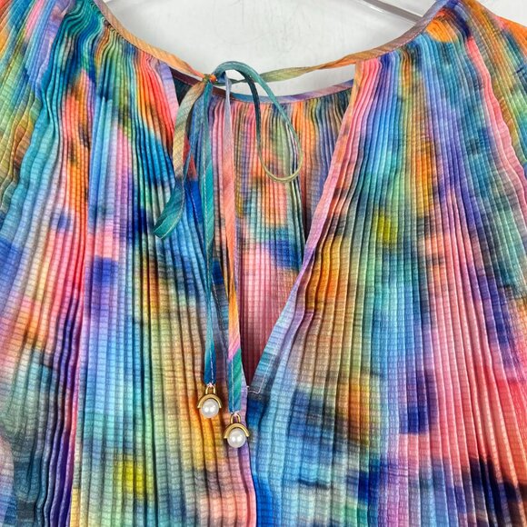 Tanya Taylor Shanalee Top Shirt Accordion Pleated Long Sleeve Size Small S EUC - Picture 12 of 13